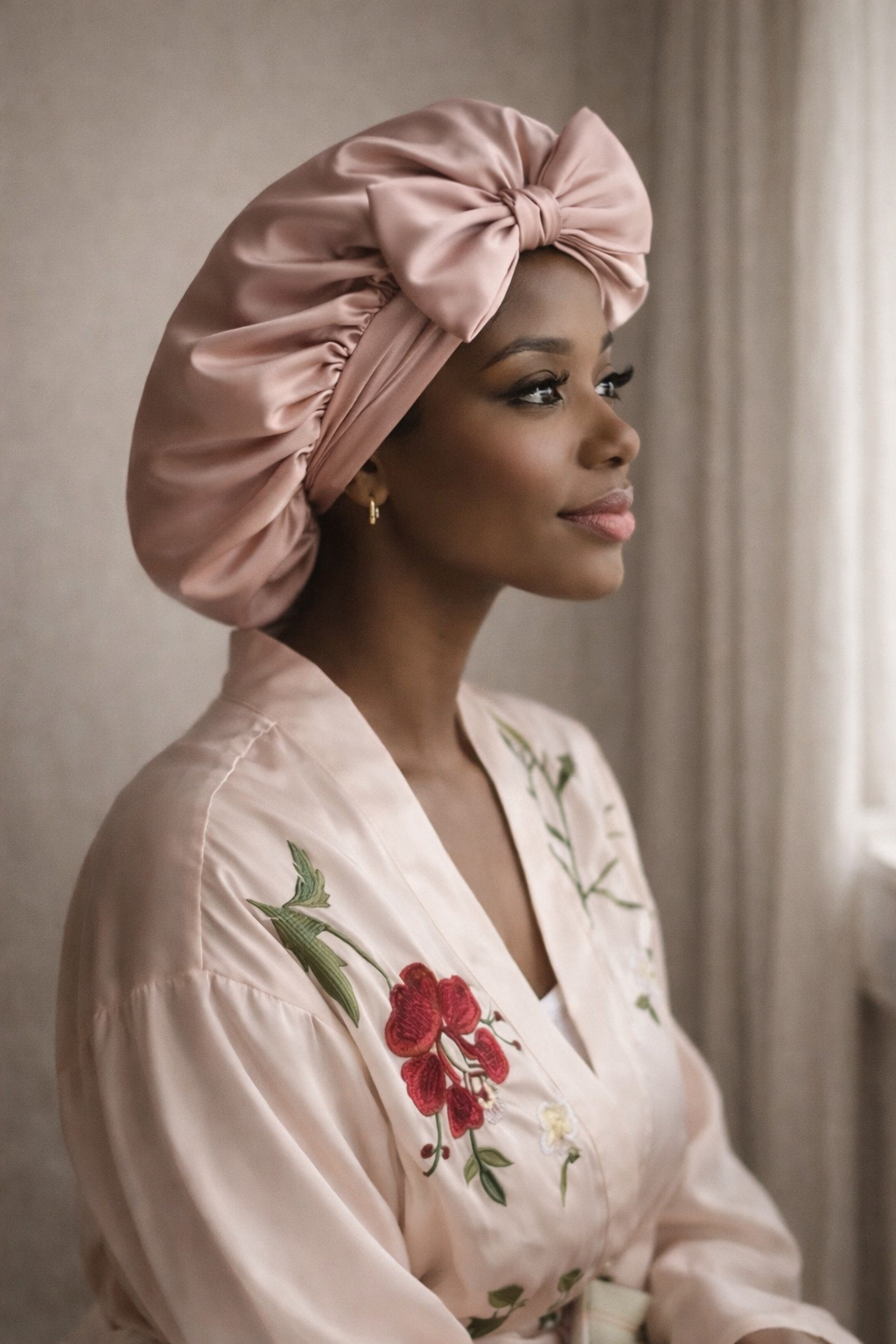 Luxury Double-Layer Satin Tie Bonnet