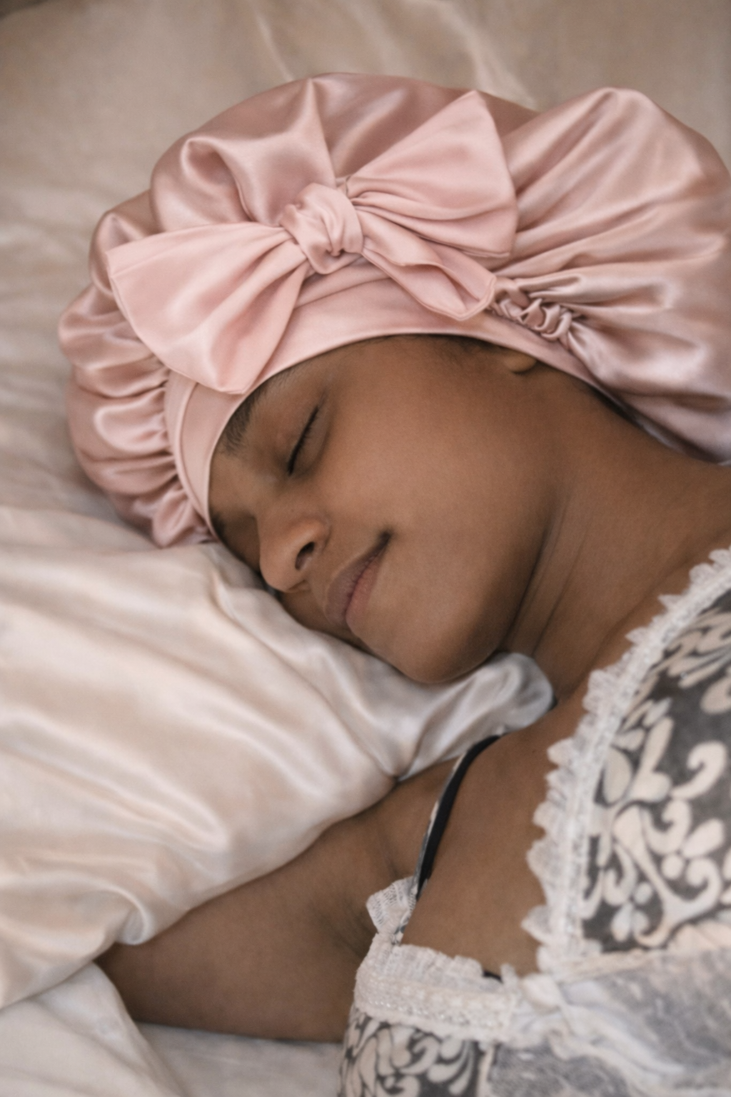 Luxury Double-Layer Satin Tie Bonnet